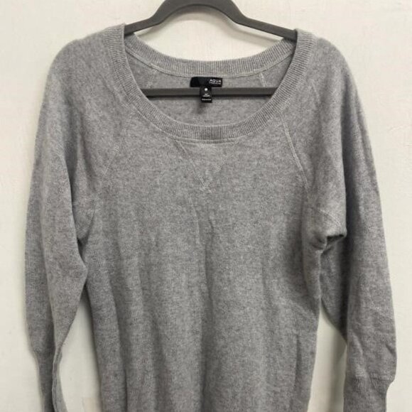 Aqua 100% Cashmere Womens Heathered Gray Pullover Sweater Size S Neiman Marcus - Picture 1 of 4